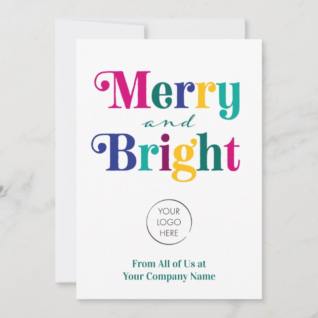 Business Logotyp Merry & Bright Helgdag - jul Julkort (Framsida)