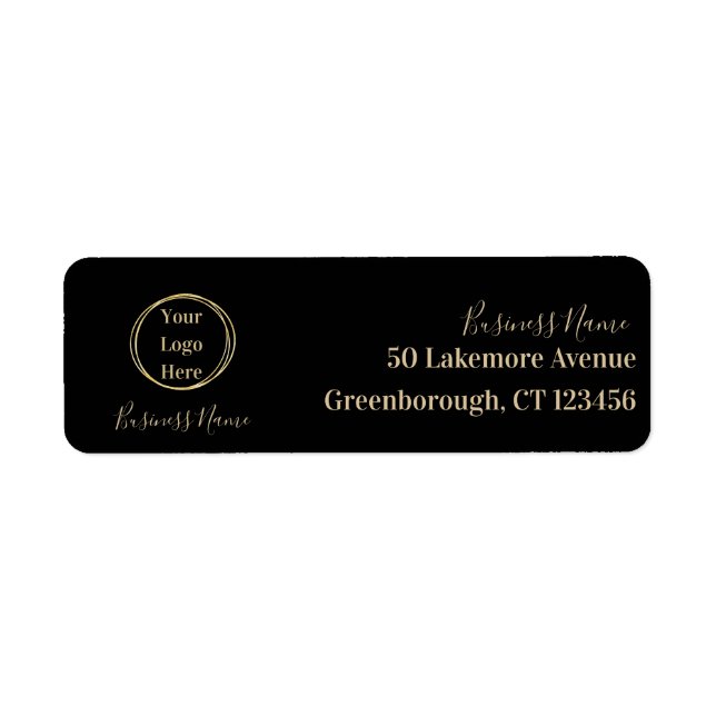 Business Logotyp Modern Black Guld Returadress Etikett (Framsidan)