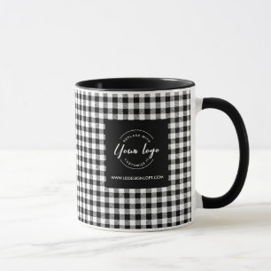 Business Logotyp Modern Black White pläderad Helgd Mugg