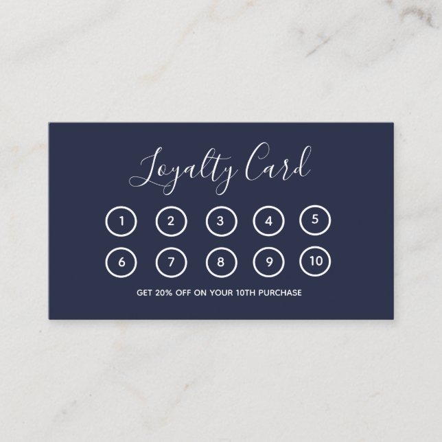 Business Logotyp Modern Navy Professionell Company Lojalitetskort (Framsida)