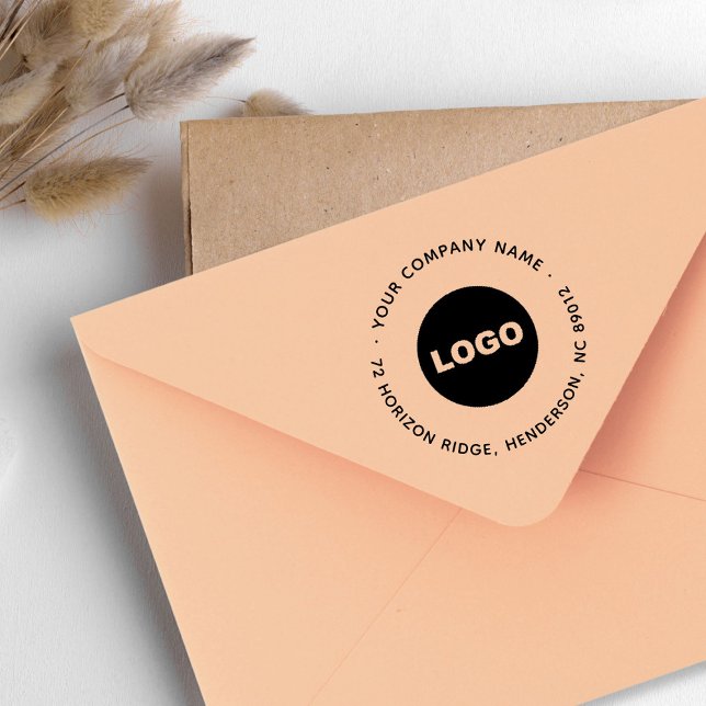 Business Logotyp Modern Round Returadress Slogan Stämpel (Business Logo Modern Round Return Address Slogan Rubber Stamp)