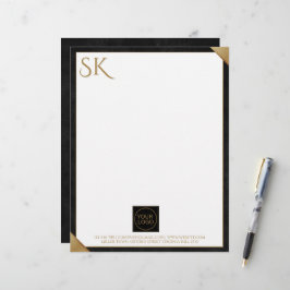 Business Logotyp Monogram Black Leather Letterhead Brevhuvud