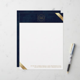 Business Logotyp Monogram Navy Leather Letterhead Brevhuvud