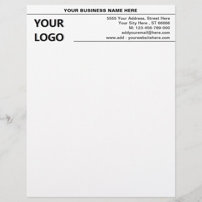 Business Logotyp Namn Adress Letterhead-mall Brevhuvud (Framsida)