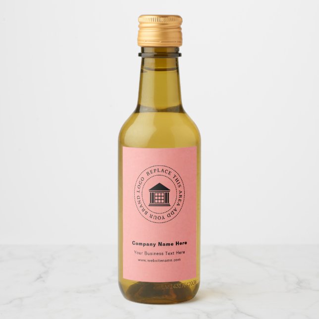 Business Logotyp Namn Anpassningsbar Mini Vin Flas Vinetikett (Framsida)