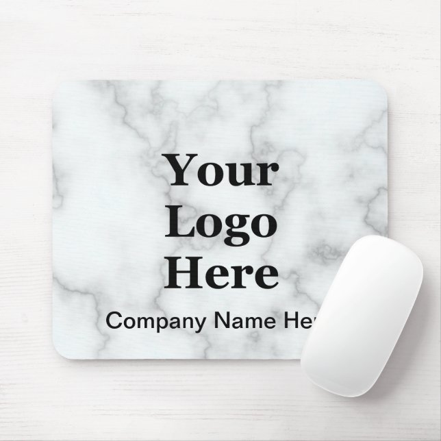 Business Logotyp & Namn Faux White Marble-mall Musmatta (Med mus)