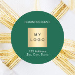 Business logotyp namn grönt, vit adress runt klistermärke<br><div class="desc">Gröntens bakgrund,  vit text. Anpassa och lägg till namn,  logotyp och adress eller text för ditt företag.</div>