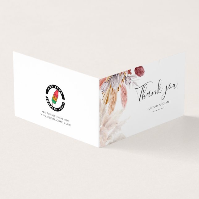 Business Logotyp Pampas Grass Terracotta Tack Visitkort (Utsida)