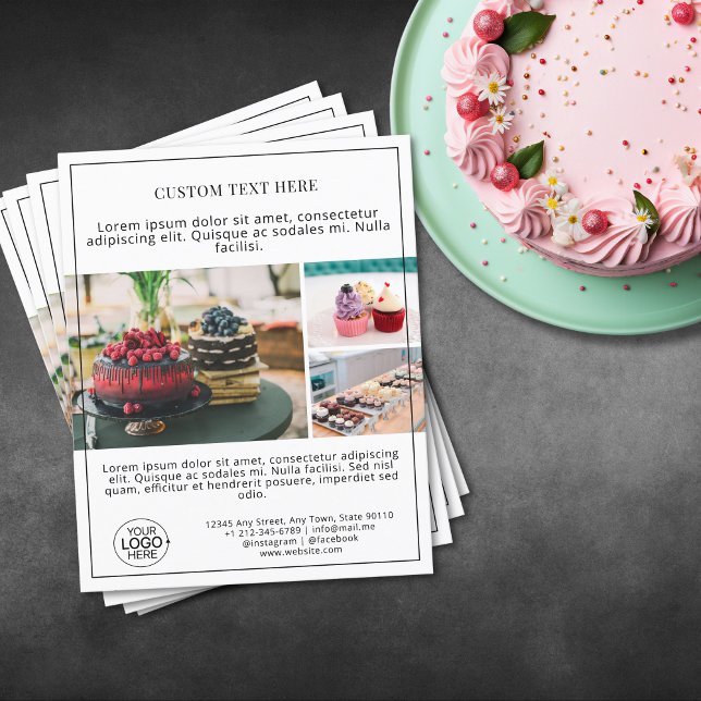 Business Logotyp Photo Collage Grid White Promo Flygblad (Business Logo Photo Collage Grid White Promo Flyer)