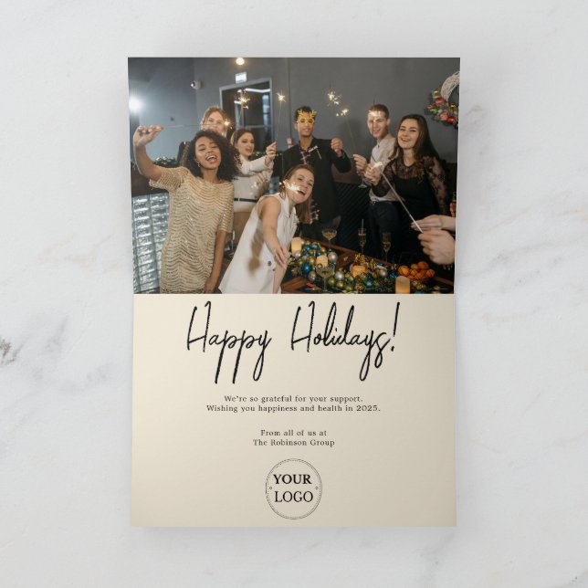 Business Logotyp Photo jul Helgkort (Inuti)