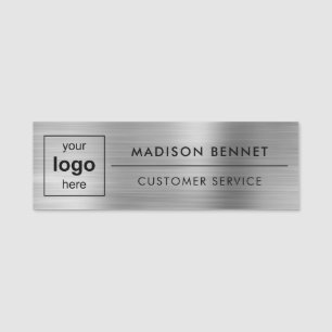 Business Logotyp Professionell Employee Faux Silve Namnbricka