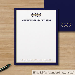 Business Logotyp Professionell Navy Blue Gräns Brevhuvud