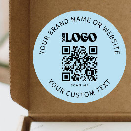 Business Logotyp Promotive Company Blue QR Code Runt Klistermärke
