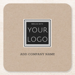 Business Logotyp Promotive Rustic Kraft Underlägg Papper Kvadrat