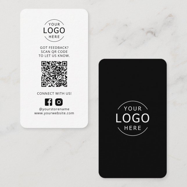 Business Logotyp QR Code Feedback Social Media Visitkort (Fram/baksida)