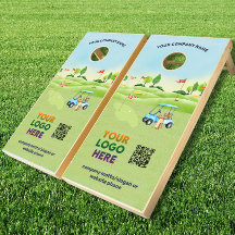 Business Logotyp QR Code Golf Course Cart