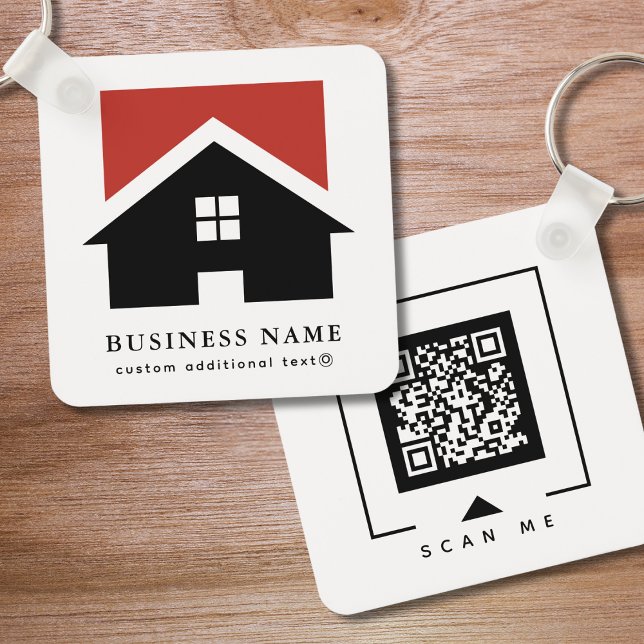 Business Logotyp & QR Code on White Company Nyckelring (Skapare uppladdad)
