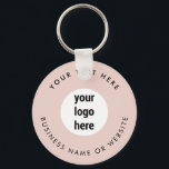 Business Logotyp QR Code Rosa Minimalist Business Nyckelring<br><div class="desc">En modern minimalistisk affärskedja för personlig med affärsmässig logotyp och QR-kod. Anpassa med din logotyp,  QR-kod och information för att skapa din egen unika elegant-affärskedja för  rosa. Anpassa ännu mer med anpassningsbarna färg bakgrund eller teckensnitt.</div>