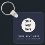 Business Logotyp QR-kod Blue Minimalist Business Nyckelring<br><div class="desc">En modern minimalistisk affärskedja för personlig med affärsmässig logotyp och QR-kod. Anpassa med din logotyp,  QR-kod och information så att du skapar din egen unika elegant Navy Blue Business Keychain. Anpassa ännu mer med anpassningsbarna färg bakgrund eller teckensnitt.</div>