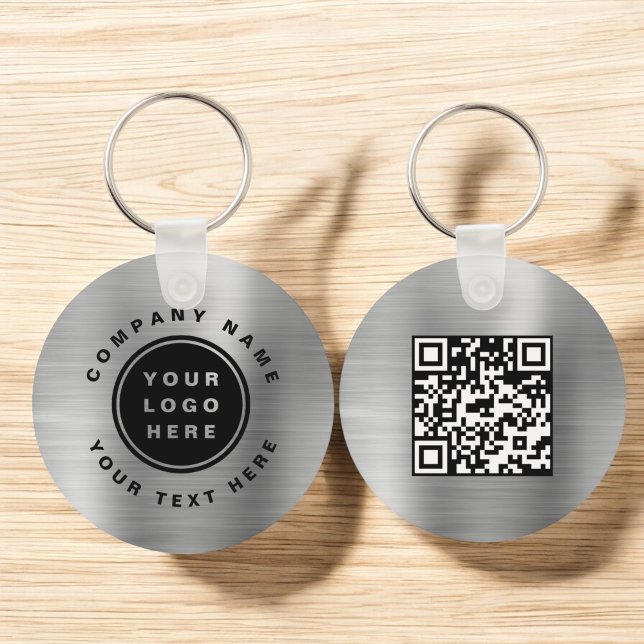 Business Logotyp QR-kod Business Silver Nyckelring (Skapare uppladdad)