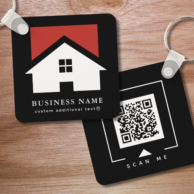 Business Logotyp & QR-kod för Black Company Nyckelring (Skapare uppladdad)