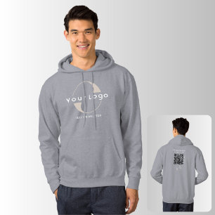 Business logotyp QR-kod Företagsbyte Manar Grått Hoodie