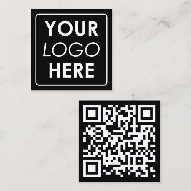 Business Logotyp QR-kod Modern minimalistisk affär Fyrkantigt Visitkort (Fram/baksida)