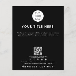 Business Logotyp QR-kod Social Media Black Flygblad