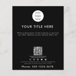 Business Logotyp QR-kod Social Media Black Flygblad