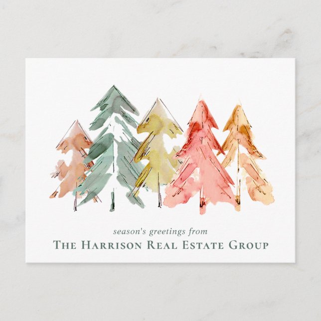 Business Logotyp QR-koden Gräs Träd jul Helg Vykort (Framsida)