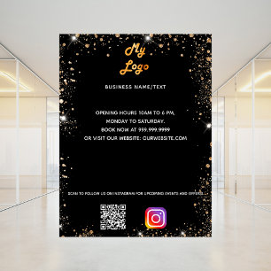 Business logotyp qr-kodinstagram svart guld poster