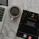 Business logotyp qr-kodinstagram svarta guld-stjär flygblad<br><div class="desc">En svart bakgrund med gyllene stjärnor. Anpassa och lägga till din logotyp,  namn,  adress,  din text,  din egen QR-kod till ditt instagram-konto.</div>