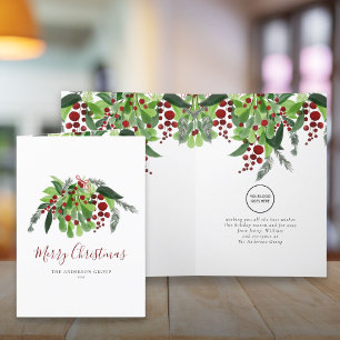 Business Logotyp Red Berries Greenery jul Helgkort
