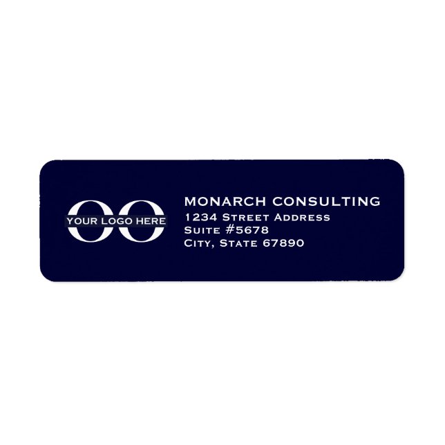 Business Logotyp Returadress Navy Blue Returadress Etikett (Framsidan)