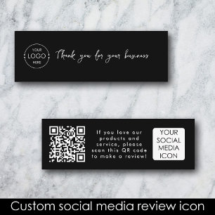 Business Logotyp Review Link QR Code Tack Black Mini Visitkort