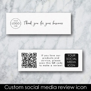 Business Logotyp Review Link QR Code Tack White Mini Visitkort