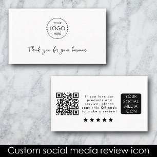 Business Logotyp Review Link QR Code Tack White Visitkort