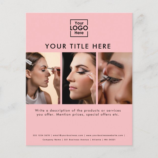 Business Logotyp Rosa Beauty Salon 3 Photos Flygblad (Framsidan)