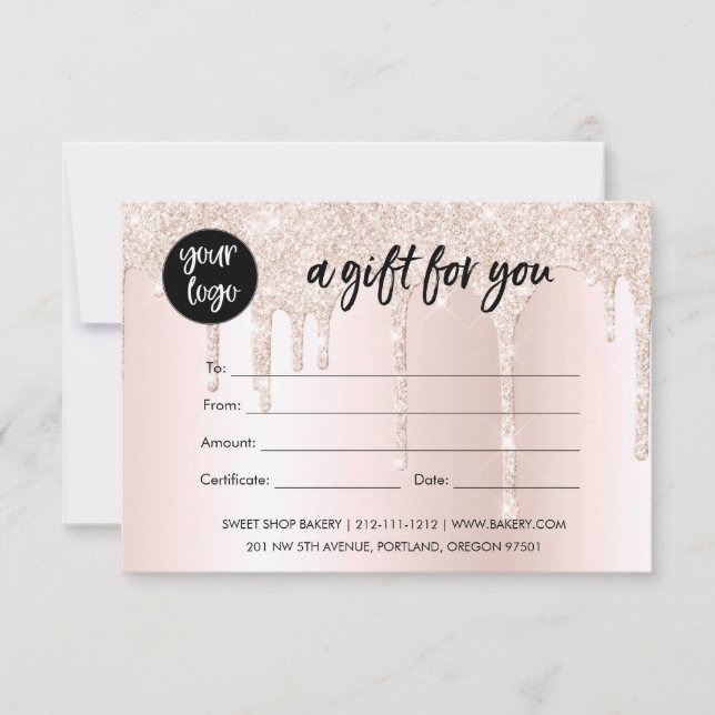 Business Logotyp  Rosa Glitter Gift Certificate (Framsida)