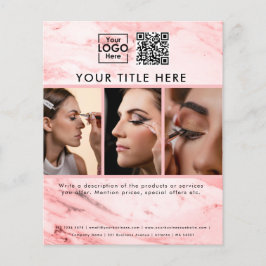 Business Logotyp Rosa Marble 3 Foton QR-kod Flygblad