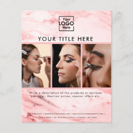 Business Logotyp Rosa Marble Beauty Salon 3 Foton Flygblad