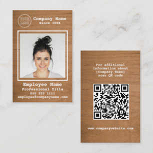Business Logotyp Rustic Light Wood Photo Employee Visitkort
