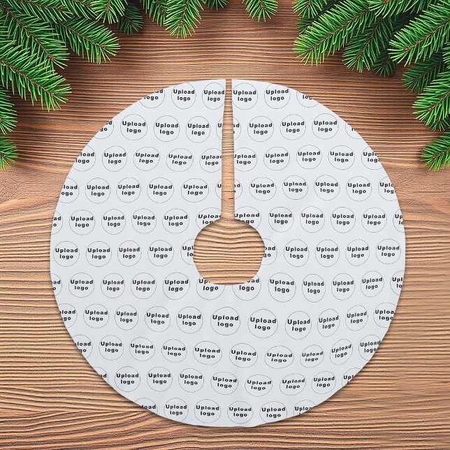 Business Logotyp Seamless Mönster on White Julgransmatta Borstad Polyester (Business logo seamless pattern on white Christmas tree skirt)