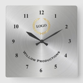 Business Logotyp Silver Fyrkantig Klocka