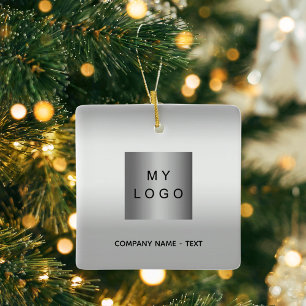 Business logotyp silver-jul julgransprydnad keramik