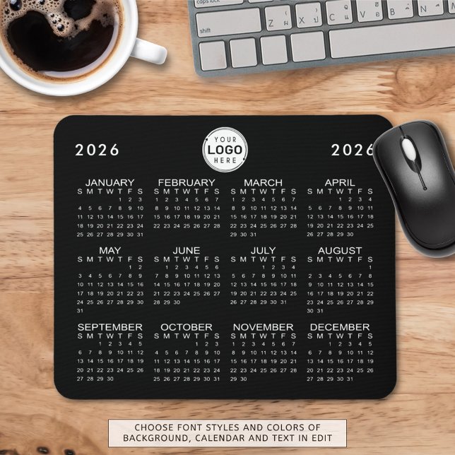 Business Logotyp Simple 2026 Calendar Anpassningsb Musmatta (Skapare uppladdad)