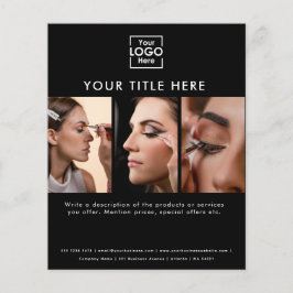 Business Logotyp Simple Black Beauty Salon 3-foton Flygblad