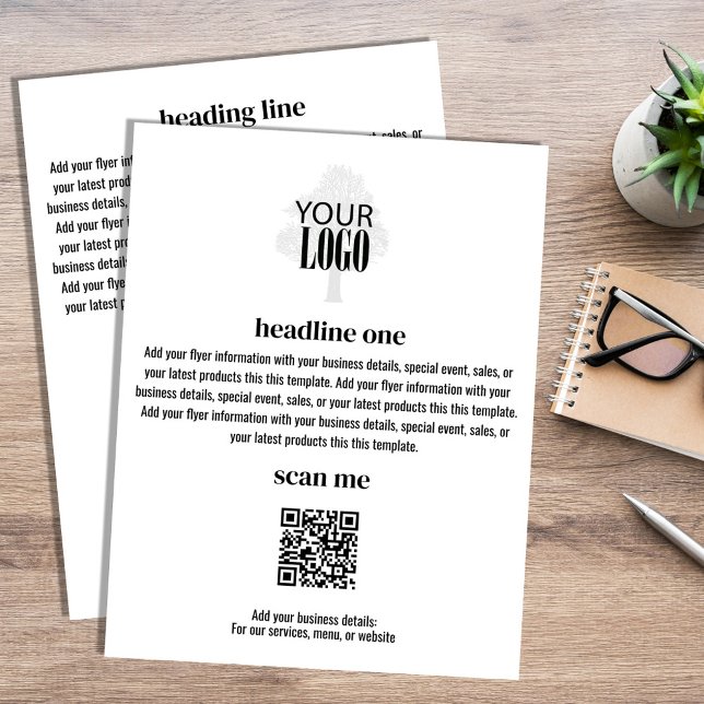 Business Logotyp Simple Minimalist Flyer Black (Add your logo custom flyers)