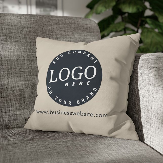 Business Logotyp Slogan och Adress Anpassningsbar  Kudde (Business Logo Hotel Guest House Throw Pillow)
