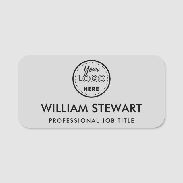 Business Logotyp Soft Grått Employee Namn Namnbricka (Framsida)